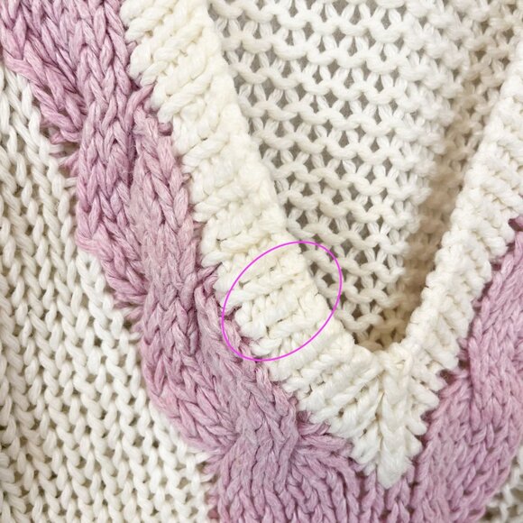 Vintage Argyle Diamond Knit Deep V-Neck Sweater Vest Cream Pink Size Small - Picture 6 of 6